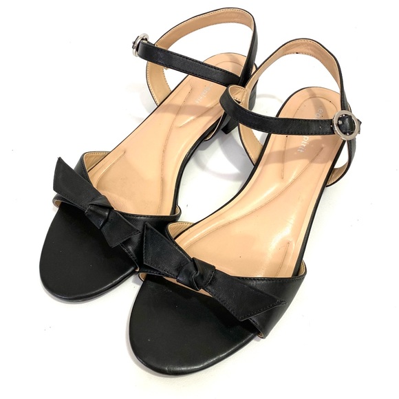 Easy Spirit Flat Ankle Strap Black Sandals 9.5 M Open Toe Bow Round Toe - Picture 7 of 12